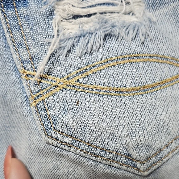 Abercrombie & Fitch Light Blue Distressed Jean Shorts - Picture 5 of 6